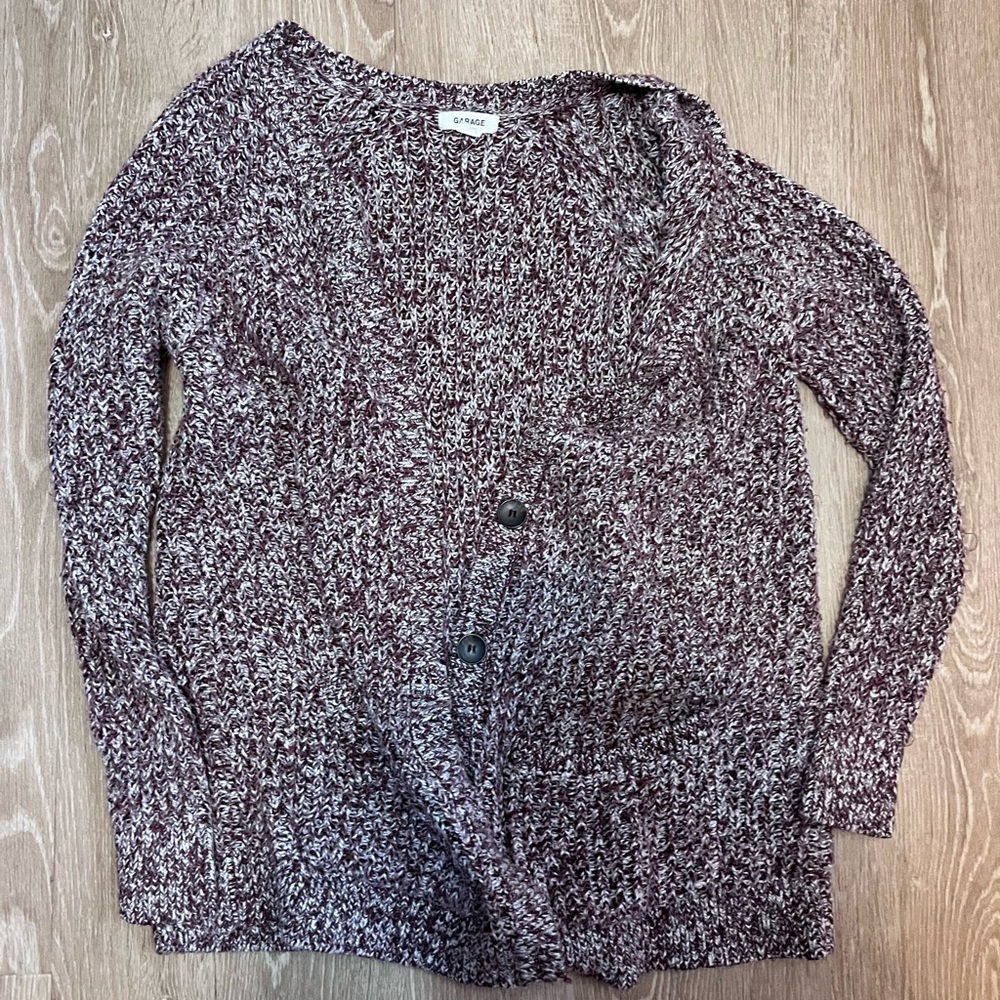 Garage Marled Knit Cardigan - Black and White